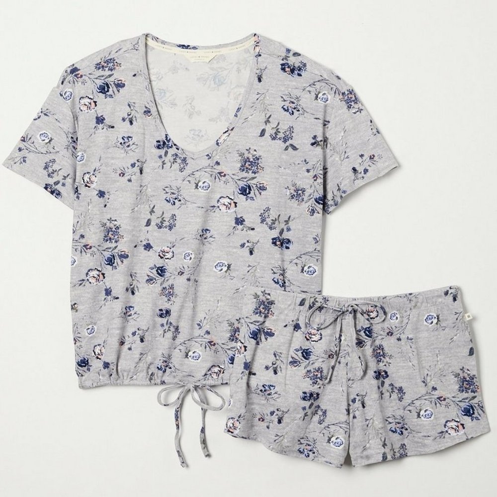 Lucky Brand Cinched Hem Tee & Curved Hem Short Set / NWT/ Med